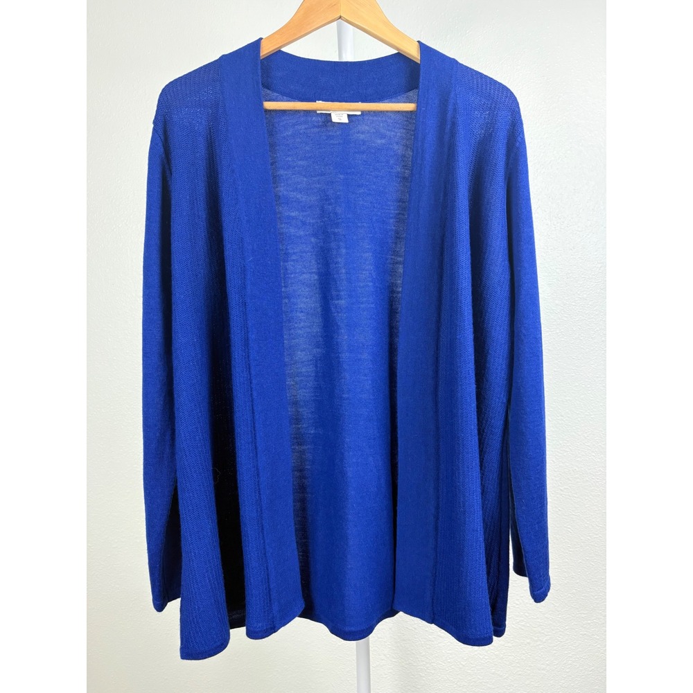 Coldwater Creek Royal Blue Merino Wool Blend Open Front Cardigan XL 16